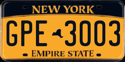 NY license plate GPE3003