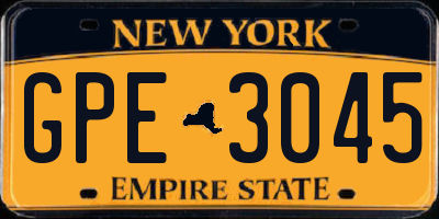 NY license plate GPE3045