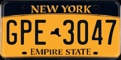 NY license plate GPE3047