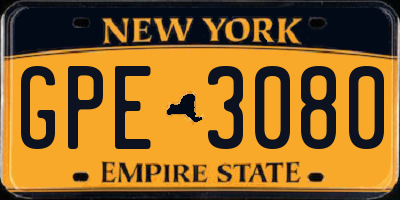 NY license plate GPE3080