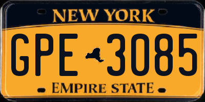 NY license plate GPE3085