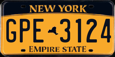 NY license plate GPE3124