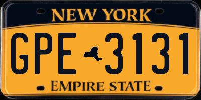 NY license plate GPE3131
