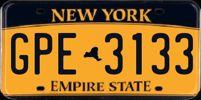 NY license plate GPE3133