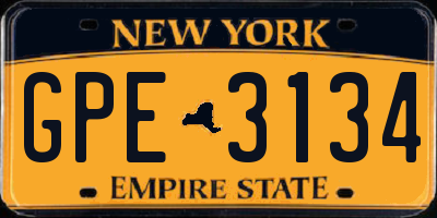 NY license plate GPE3134