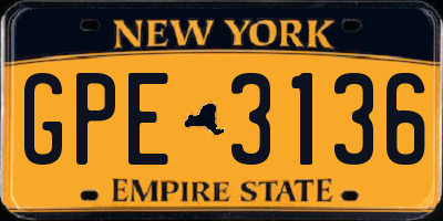 NY license plate GPE3136