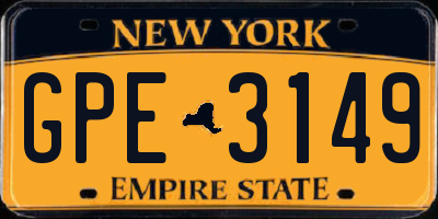 NY license plate GPE3149