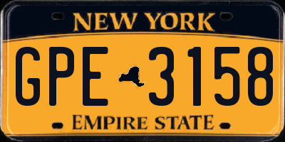 NY license plate GPE3158