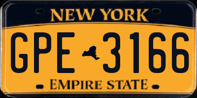 NY license plate GPE3166