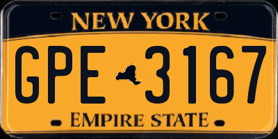 NY license plate GPE3167