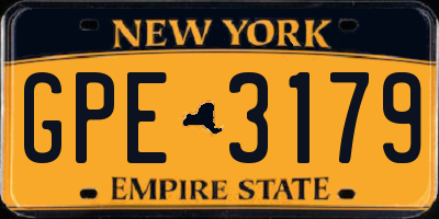 NY license plate GPE3179