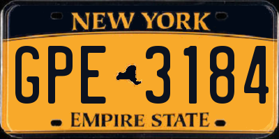 NY license plate GPE3184