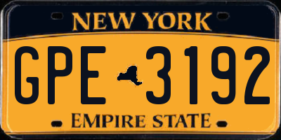 NY license plate GPE3192