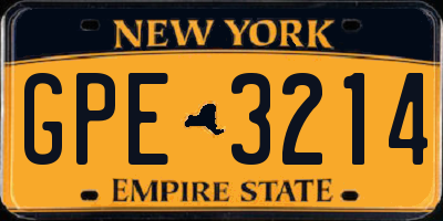 NY license plate GPE3214