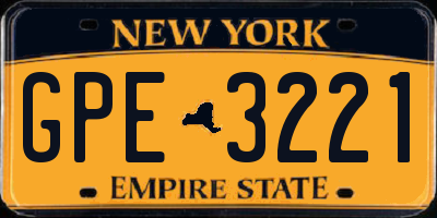 NY license plate GPE3221