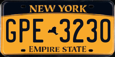 NY license plate GPE3230