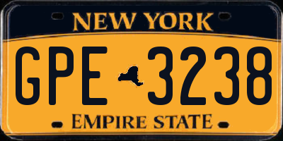 NY license plate GPE3238