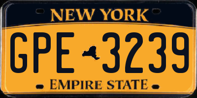 NY license plate GPE3239