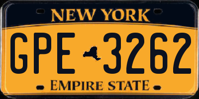 NY license plate GPE3262