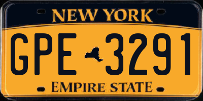 NY license plate GPE3291