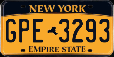 NY license plate GPE3293