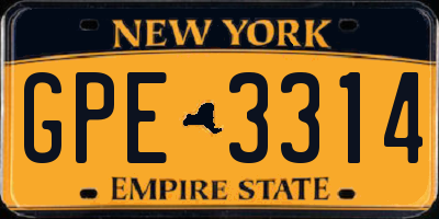 NY license plate GPE3314