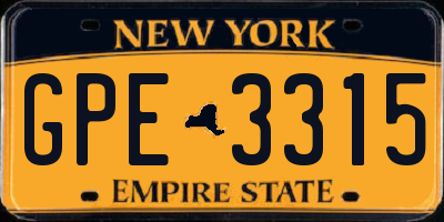 NY license plate GPE3315