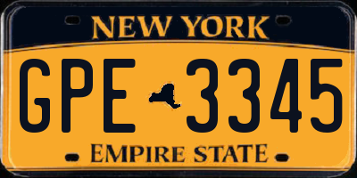 NY license plate GPE3345