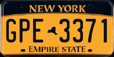 NY license plate GPE3371