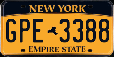 NY license plate GPE3388