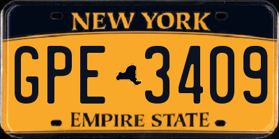 NY license plate GPE3409