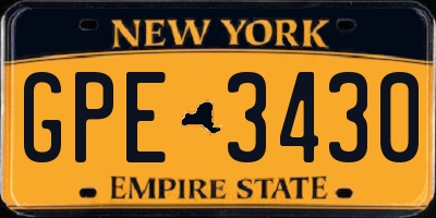 NY license plate GPE3430