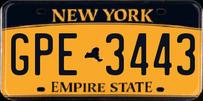 NY license plate GPE3443