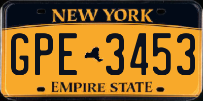 NY license plate GPE3453
