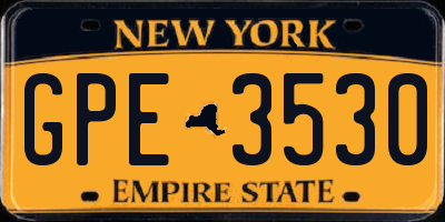 NY license plate GPE3530