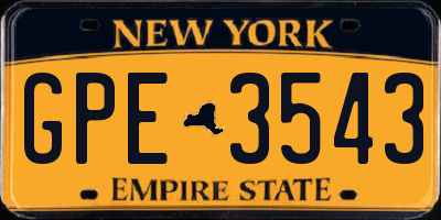 NY license plate GPE3543
