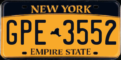 NY license plate GPE3552