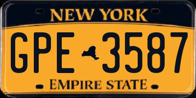 NY license plate GPE3587