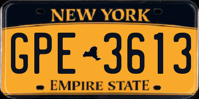 NY license plate GPE3613