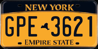 NY license plate GPE3621