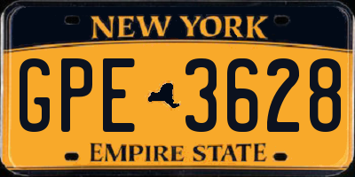 NY license plate GPE3628