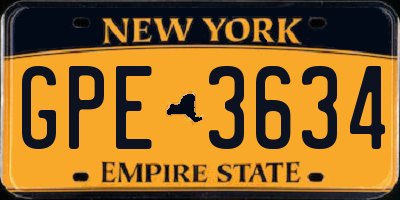 NY license plate GPE3634