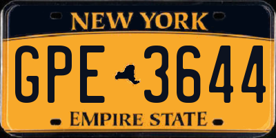 NY license plate GPE3644