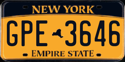 NY license plate GPE3646
