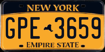 NY license plate GPE3659