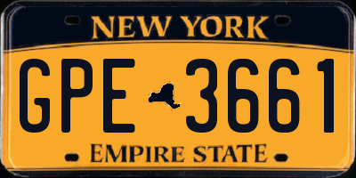 NY license plate GPE3661