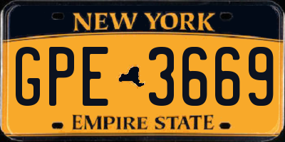 NY license plate GPE3669
