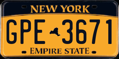 NY license plate GPE3671