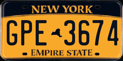 NY license plate GPE3674