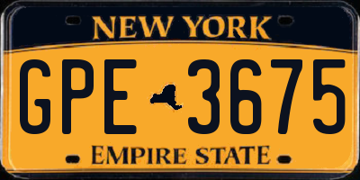 NY license plate GPE3675